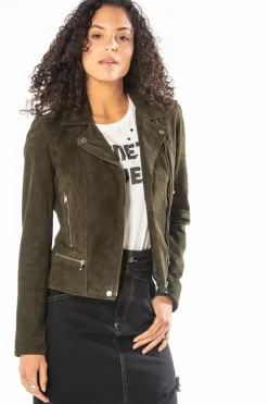 Blouson Femme Rose Garden Vela Goat Suede Khaki