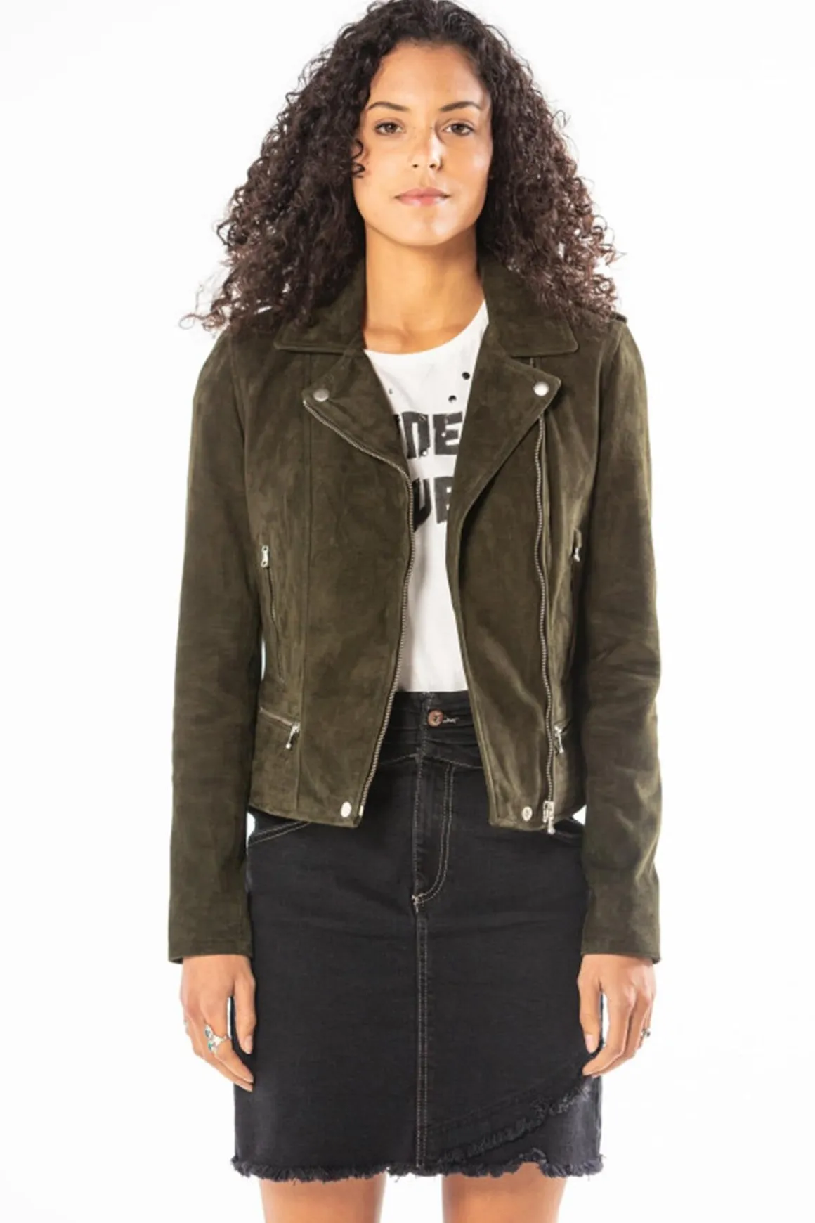 Blouson Femme Rose Garden Vela Goat Suede Khaki