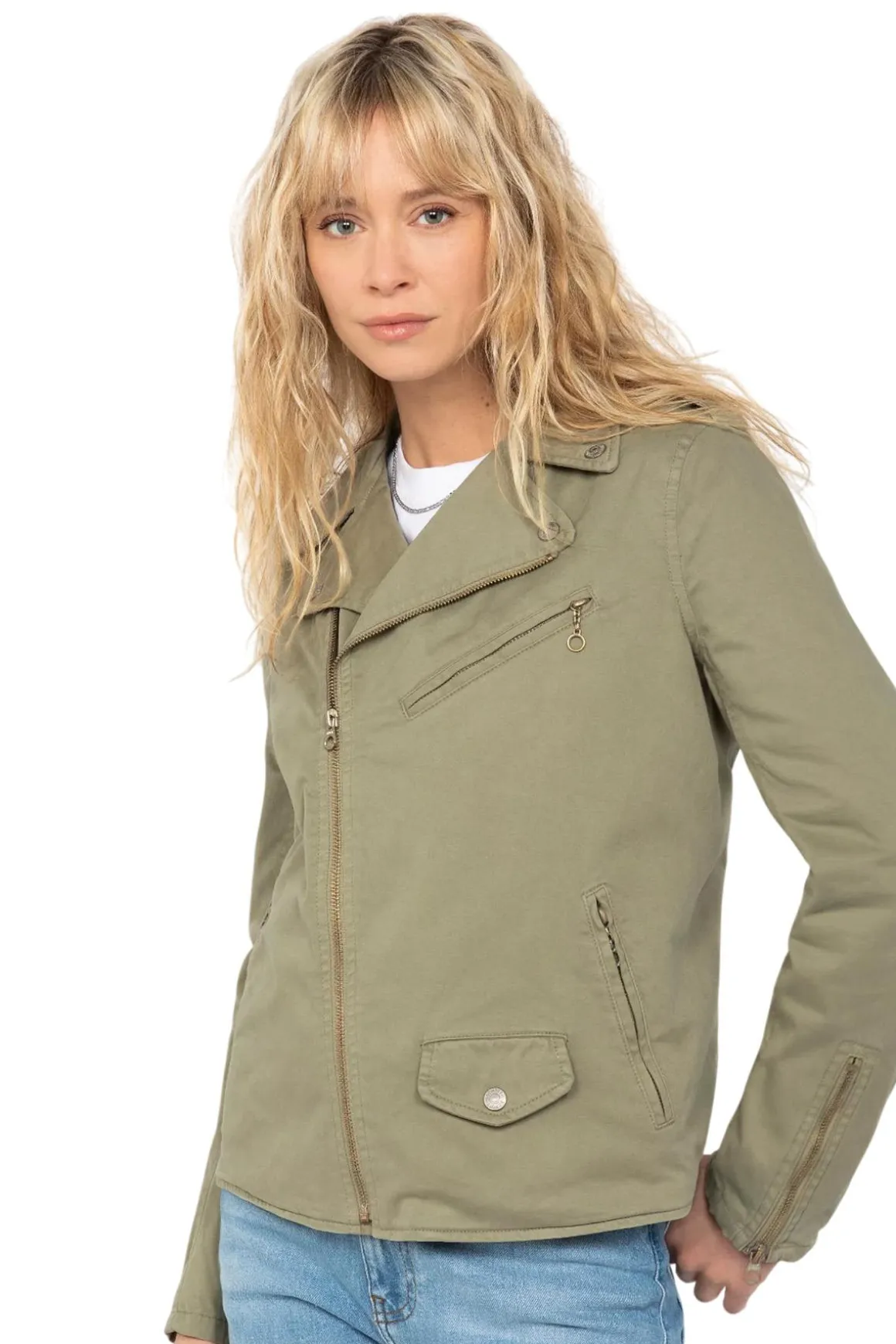 Blouson Femme Schott Perf1637Wx Light Kaki