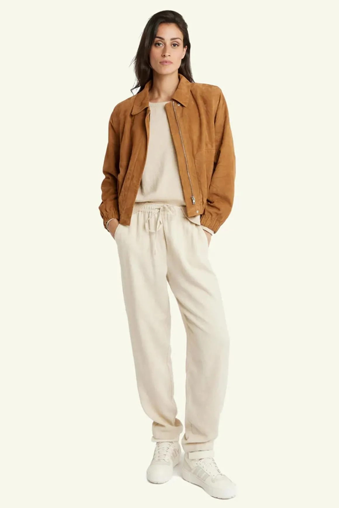 Blouson Femme Serge Pariente Clotilde Goat Suede Cognac