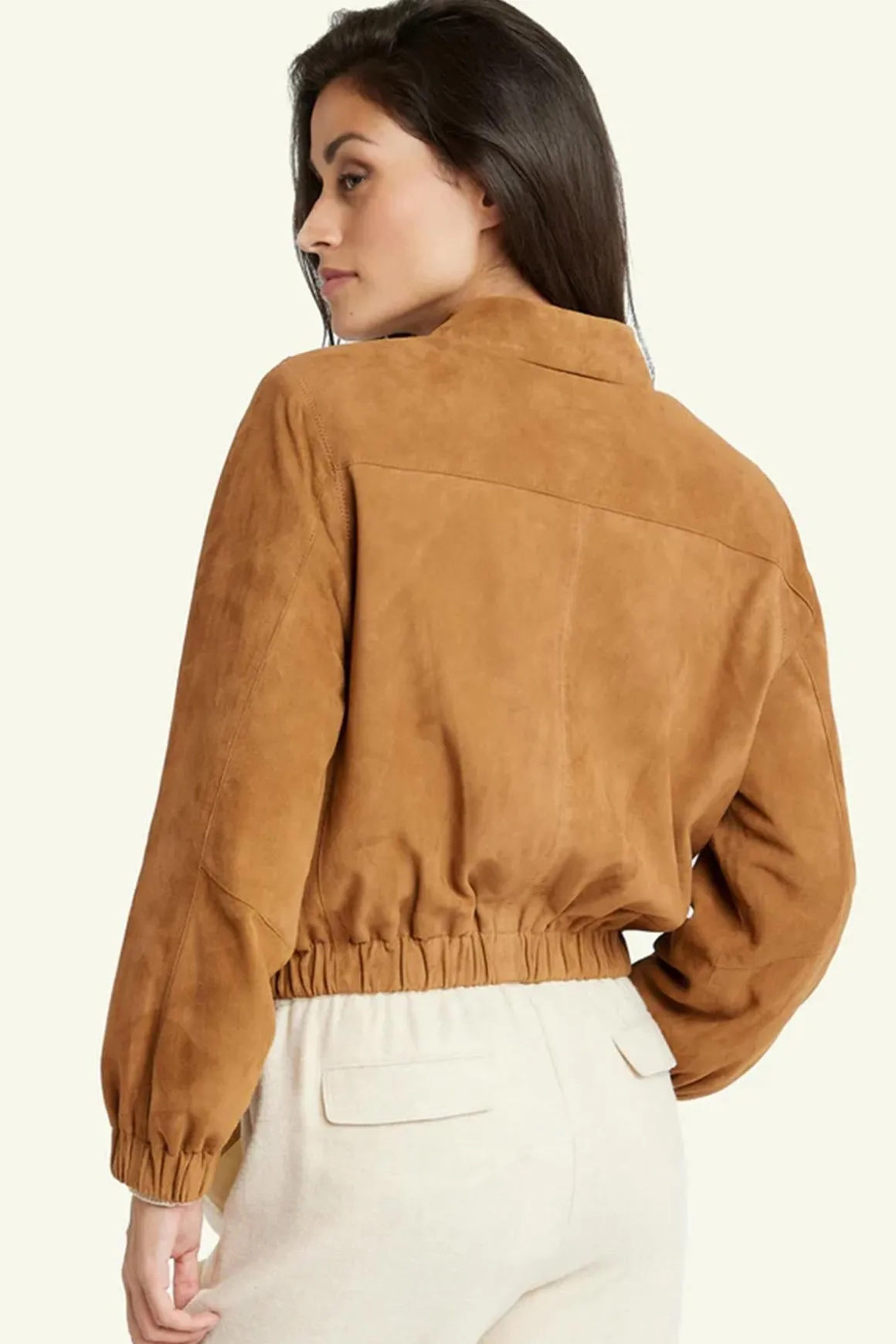 Blouson Femme Serge Pariente Clotilde Goat Suede Cognac