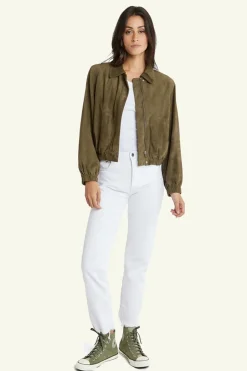 Blouson Femme Serge Pariente Clotilde Goat Suede Khaki