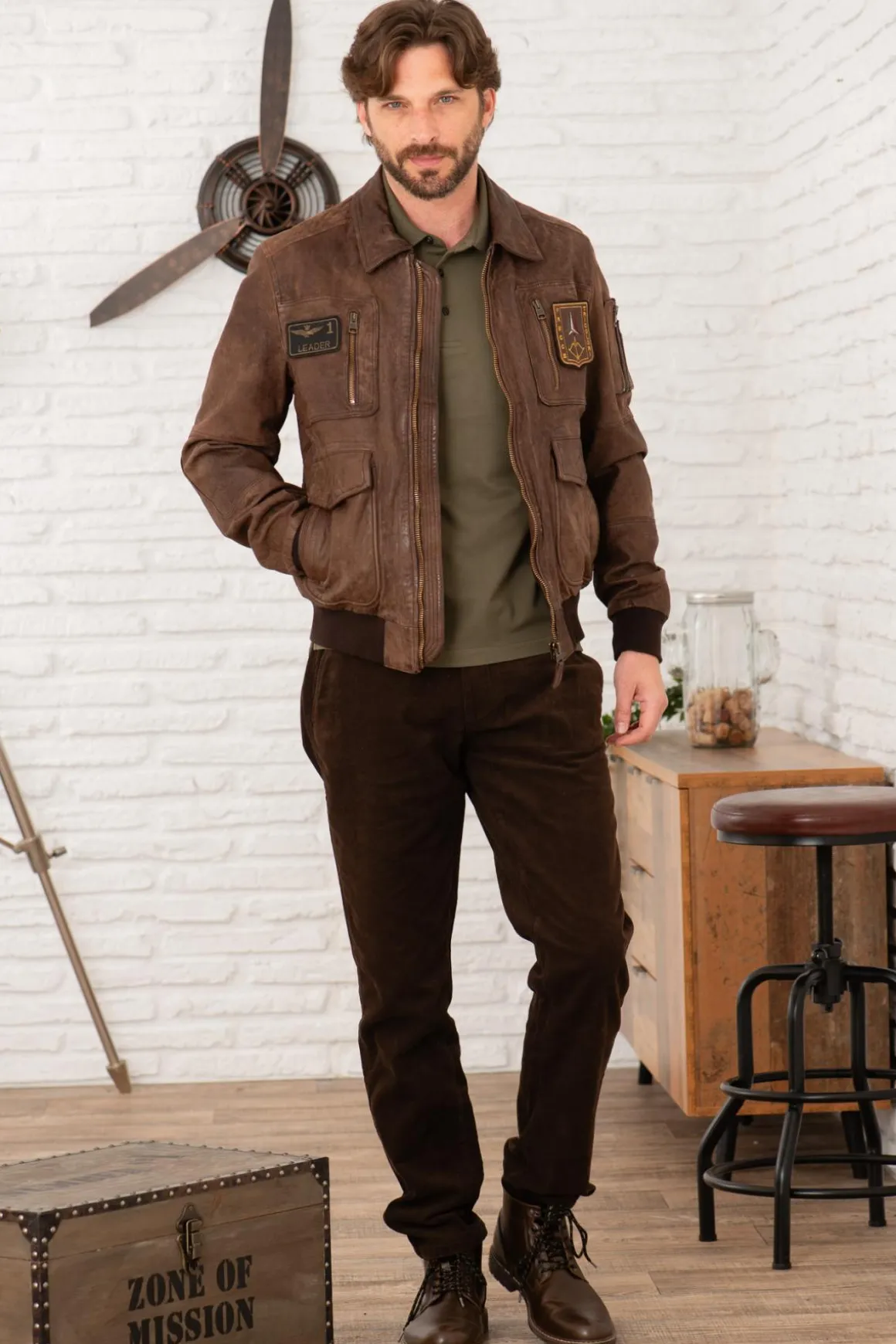 Blouson Homme Aeronautica Militare Pn5047Pl00300 00083 Marrone