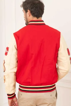 Blouson Homme American College Ac-10 Red Beige