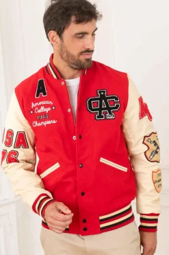 Blouson Homme American College Ac-10 Red Beige