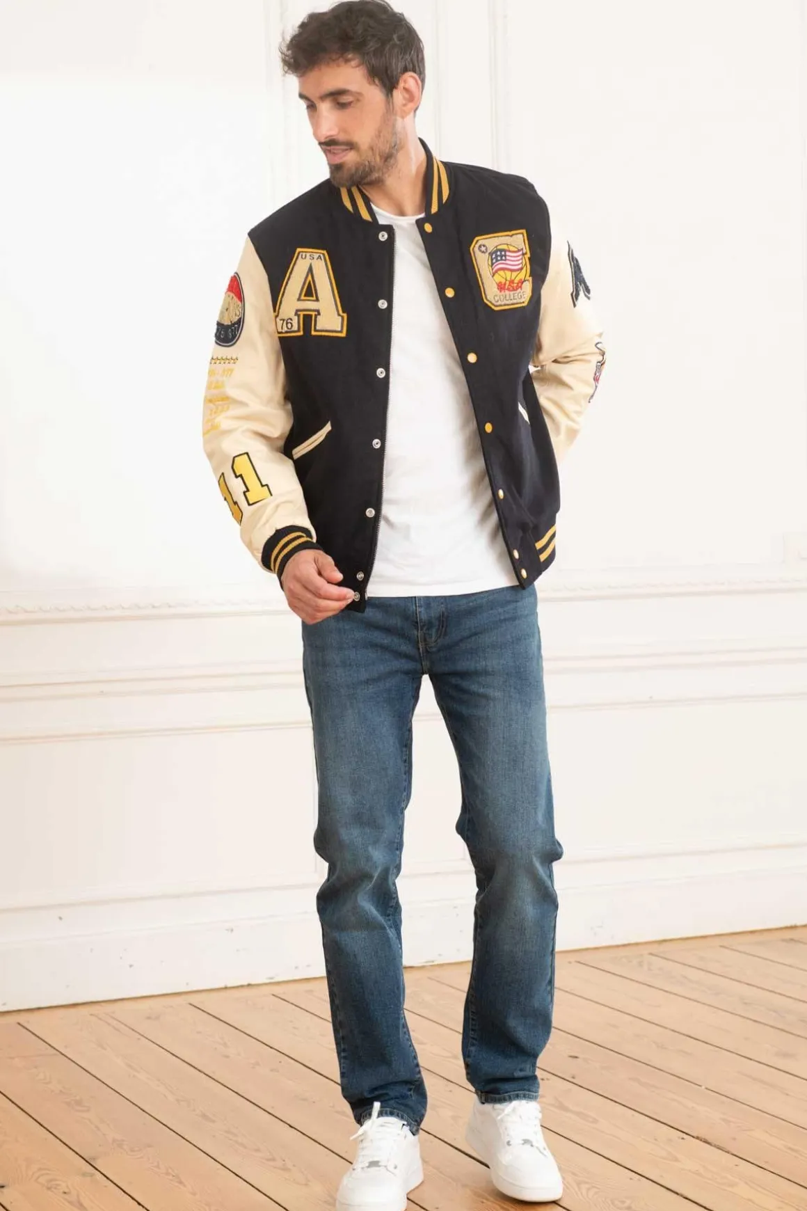 Blouson Homme American College Ac-17 Navy Beige