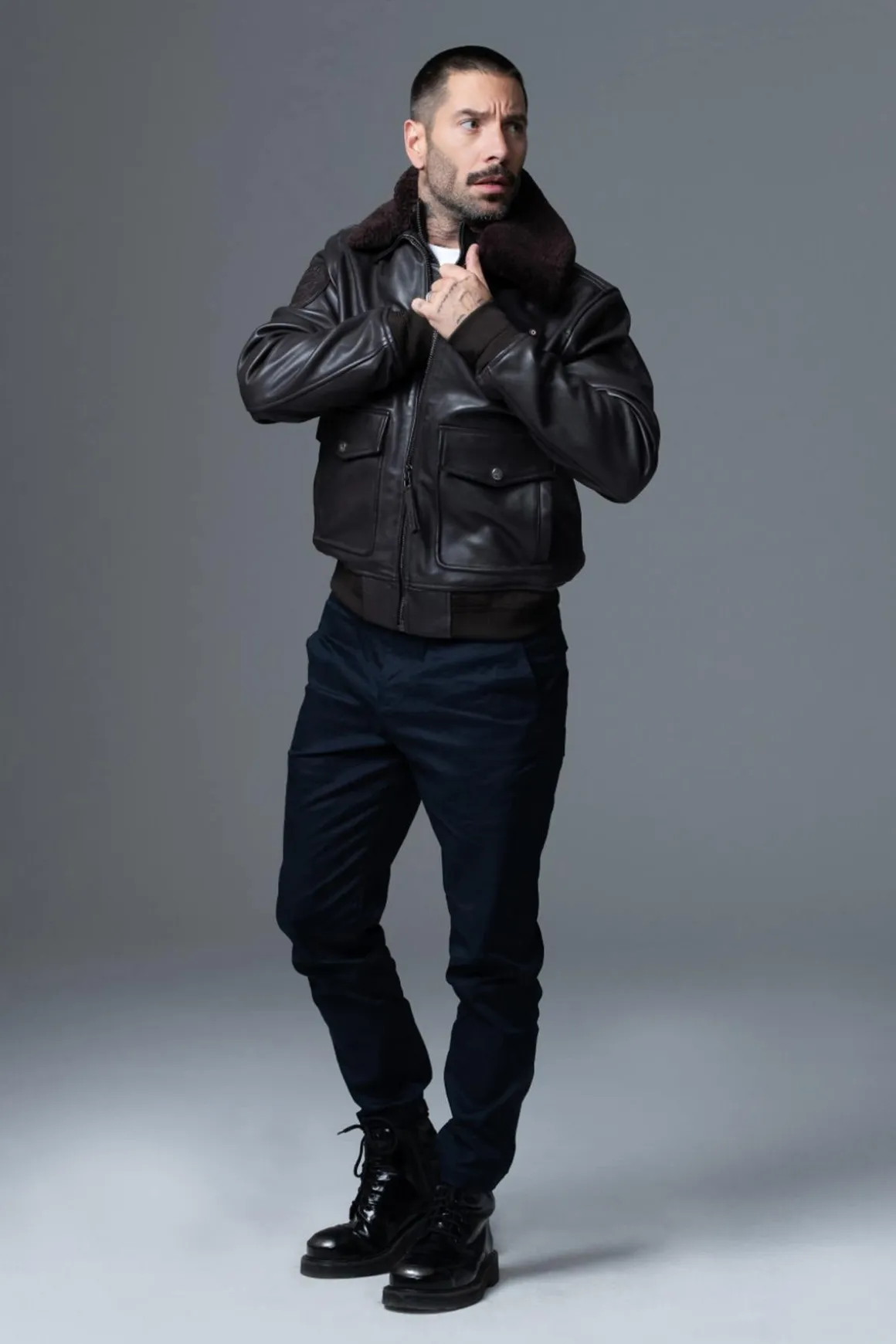 Blouson Homme Armée De L'air Et De L'espace Pilot Atlas Brown