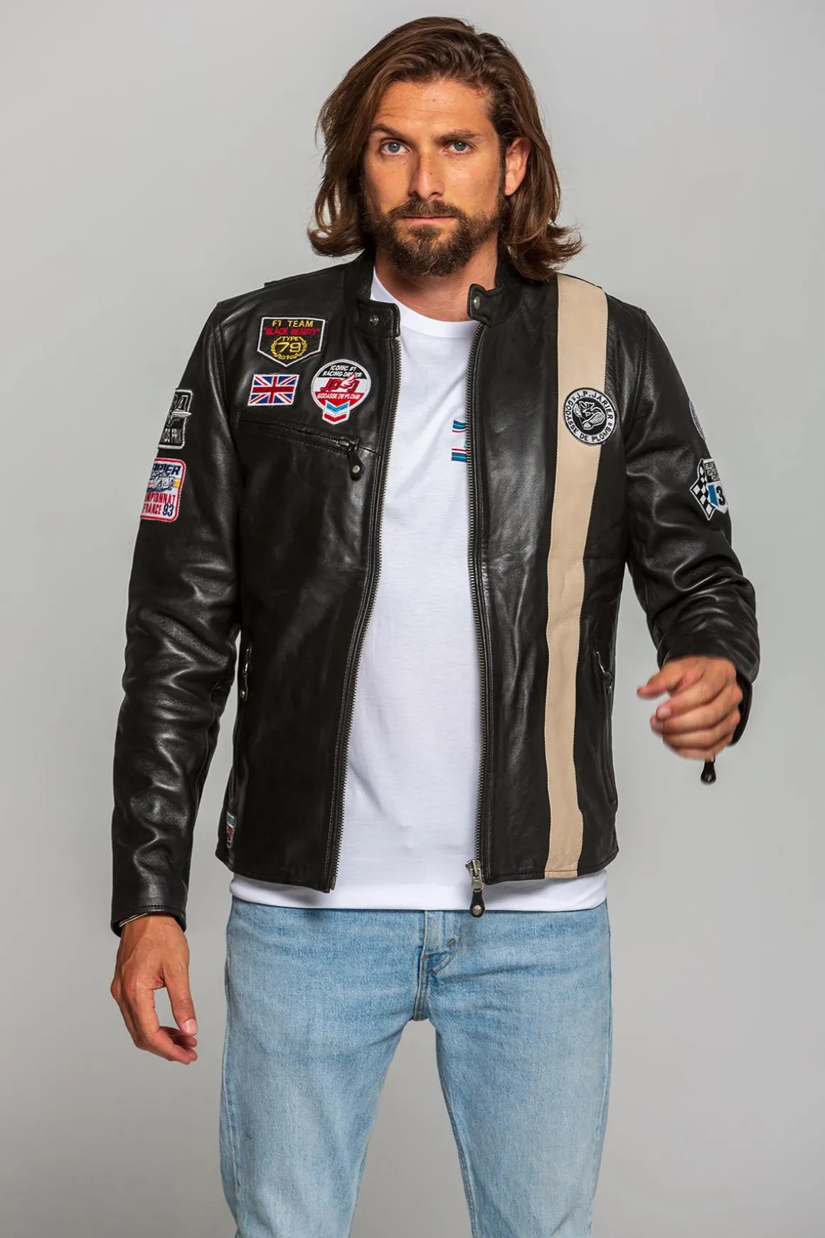 Blouson Homme Classic Legend Motors Lotus Jp Jarier Sheep Crown Black