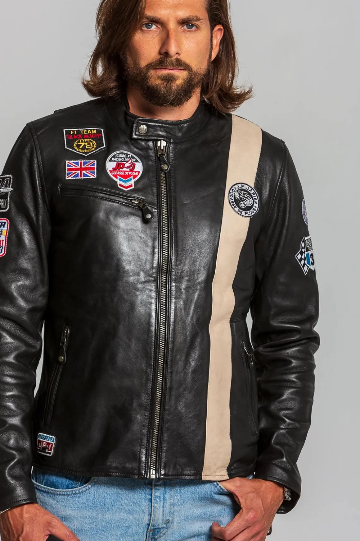 Blouson Homme Classic Legend Motors Lotus Jp Jarier Sheep Crown Black