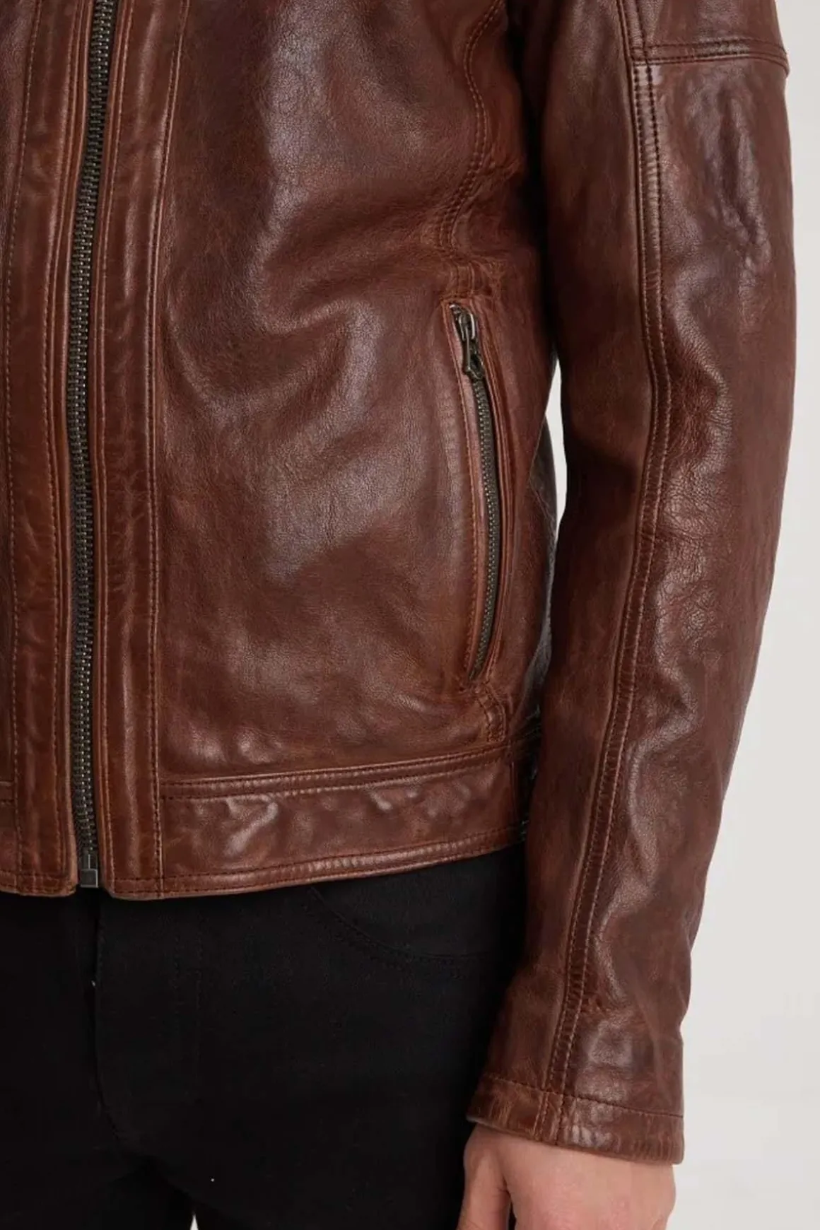 Blouson Homme Daytona Bishop Hood Lamb Paolo Dark Cognac