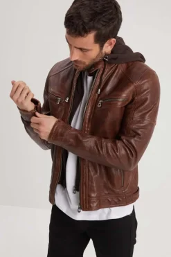 Blouson Homme Daytona Bishop Hood Lamb Paolo Dark Cognac