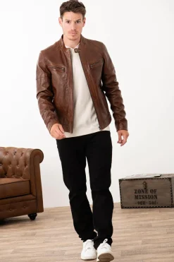 Blouson Homme Daytona Collins Lamb Paolo Dark Cognac