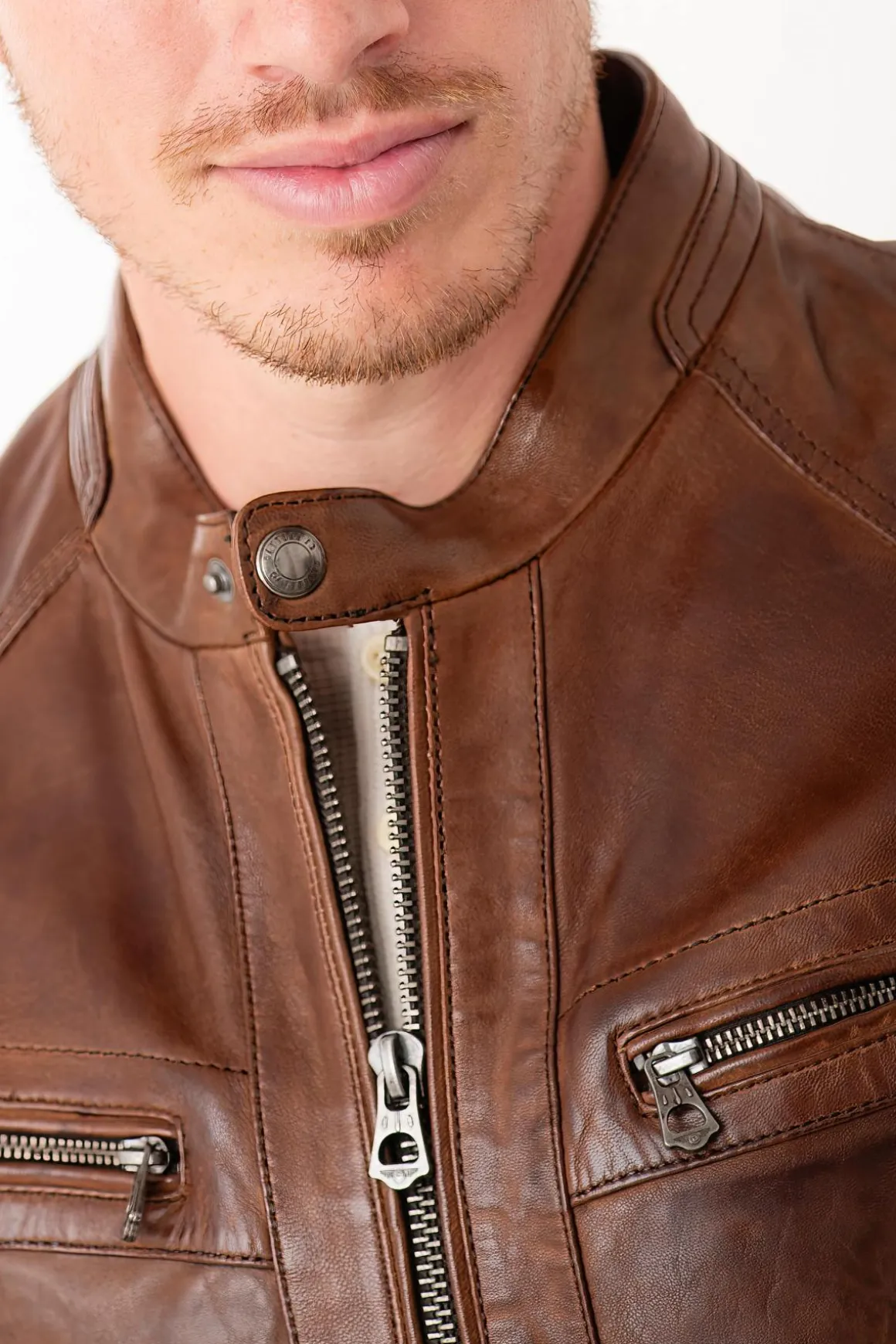Blouson Homme Daytona Collins Lamb Paolo Dark Cognac