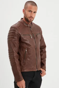 Blouson Homme Daytona Cruces Lamb Paolo Dark Cognac