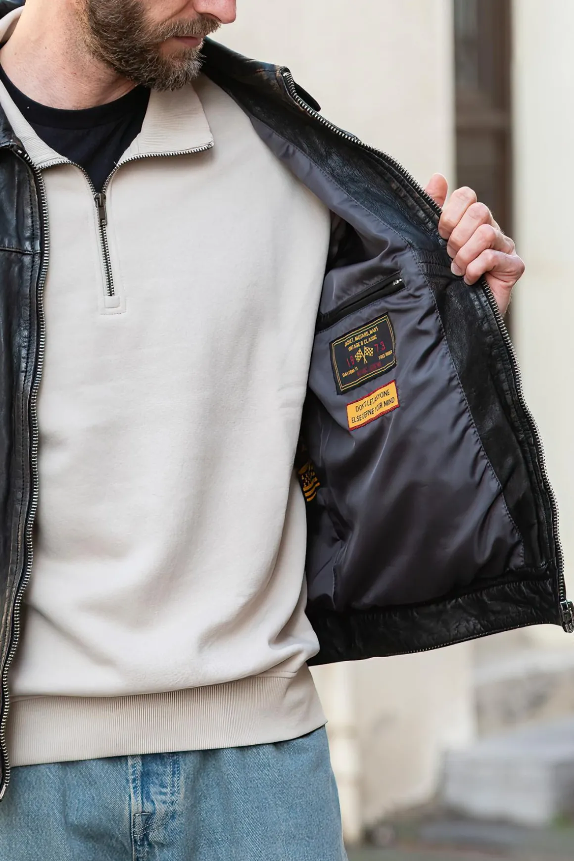 Blouson Homme Daytona Decatur Lamb Antic Black