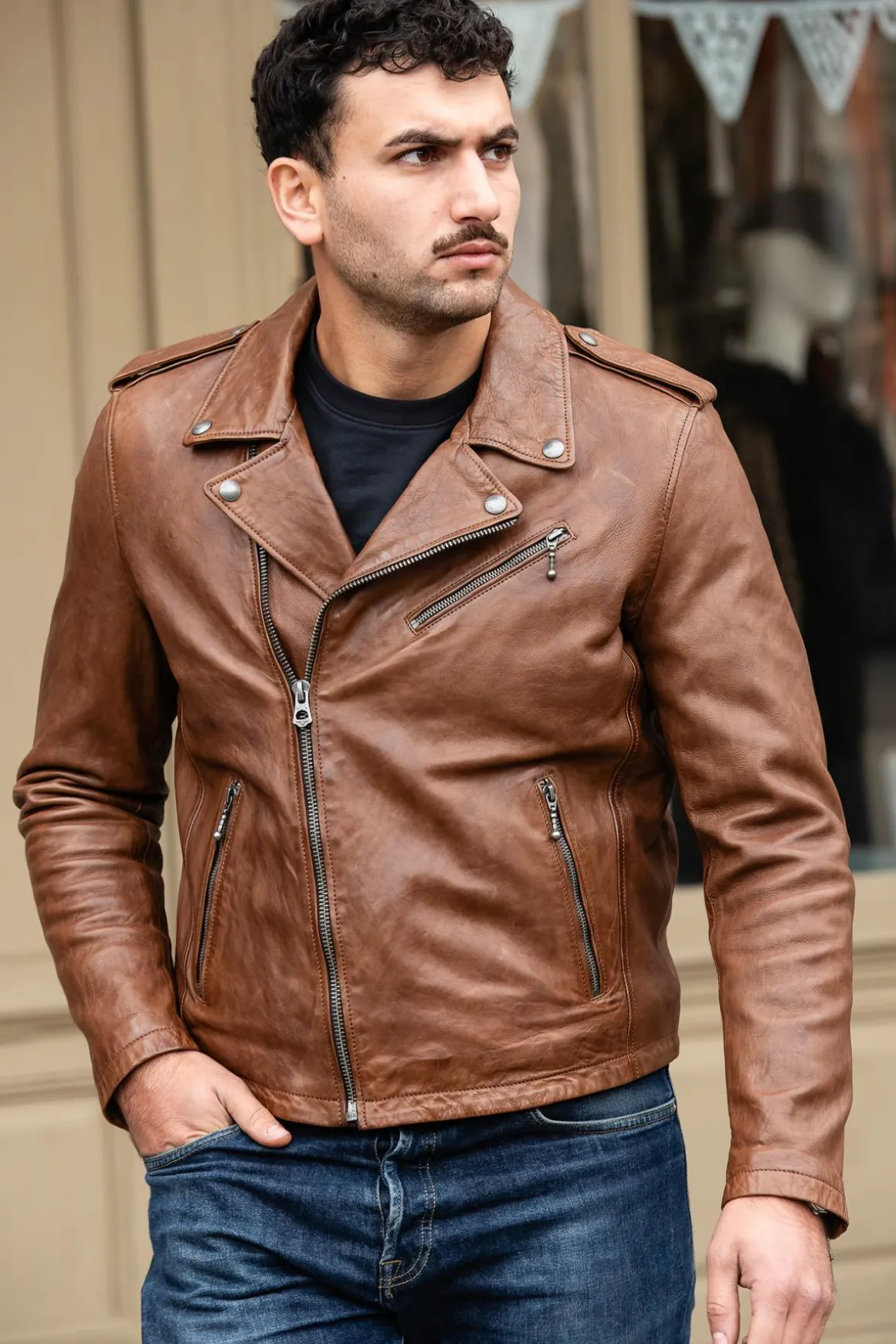 Blouson Homme Daytona Golberg Lamb Paolo Dark Cognac