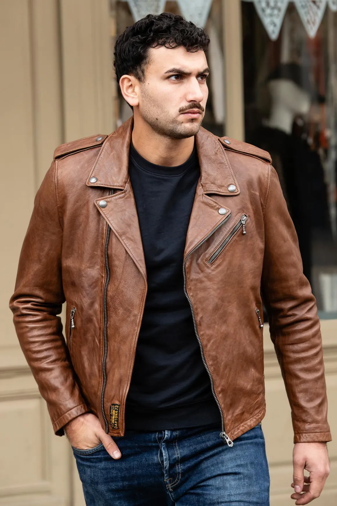 Blouson Homme Daytona Golberg Lamb Paolo Dark Cognac