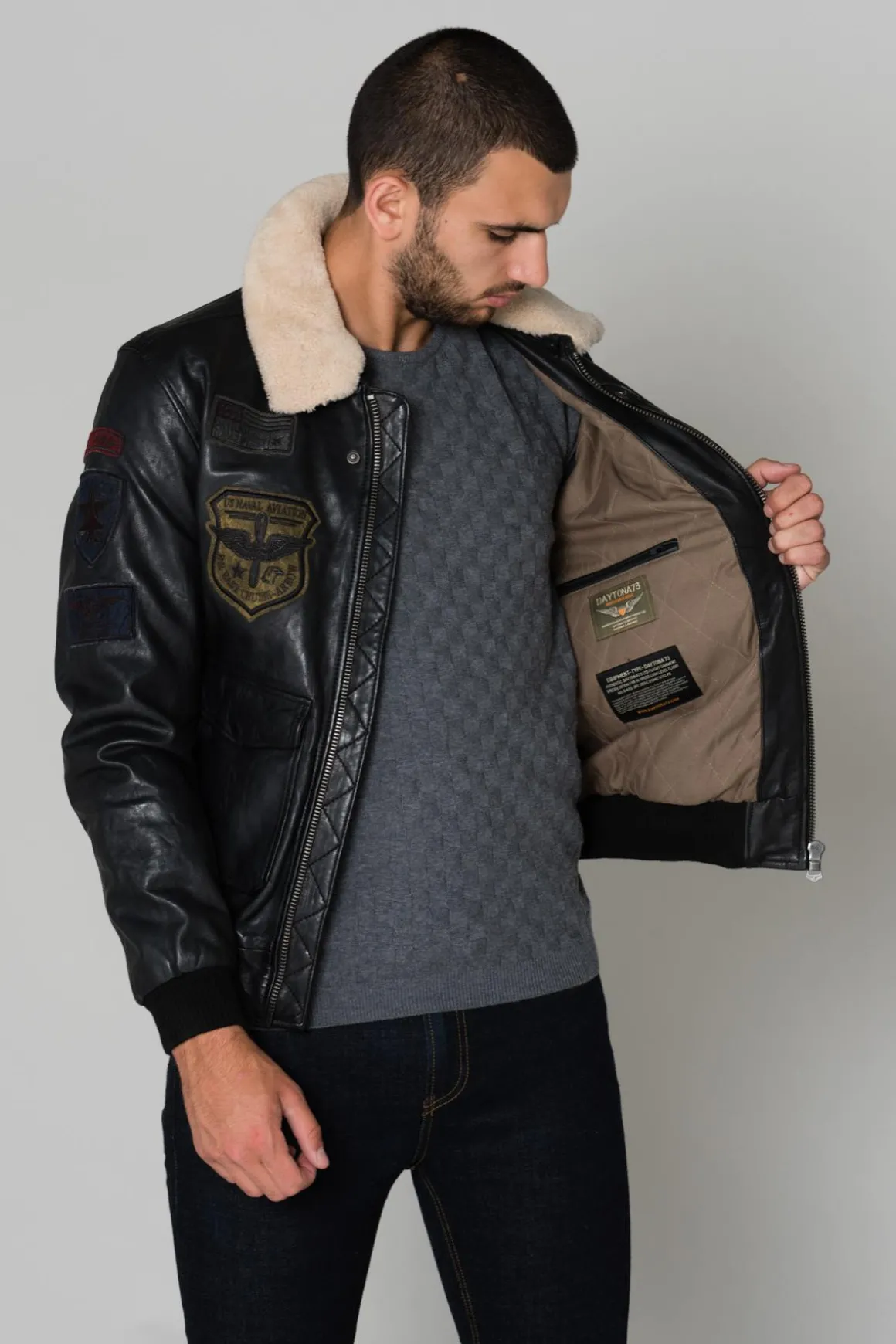 Blouson Homme Daytona Mythic Fur Sheep Petrol Black