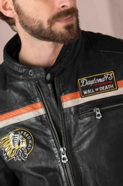 Blouson Homme Daytona Philadelphia Lamb Vita Black/Orange