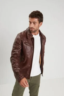 Blouson Homme Daytona Platon Fake Fur Lamb Paolo Dark Cognac
