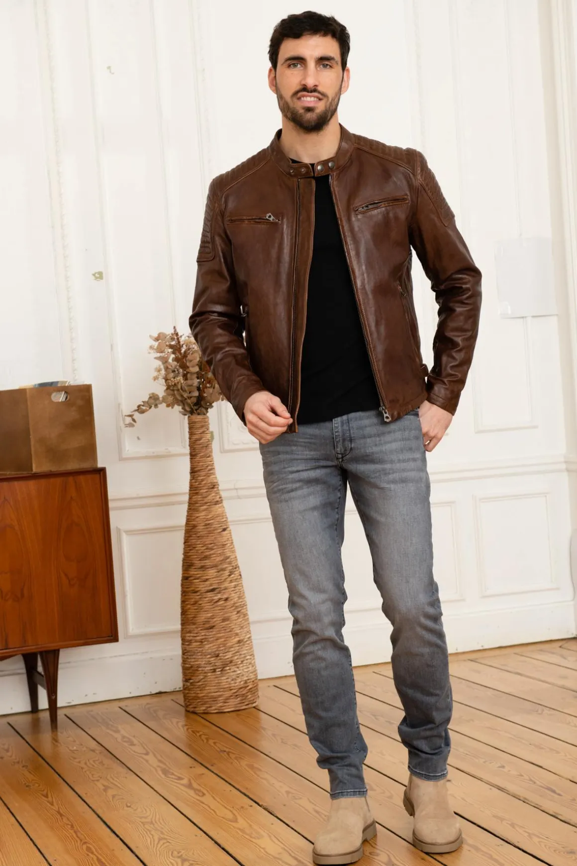 Blouson Homme Daytona Stirling Lamb Paolo Dark Cognac