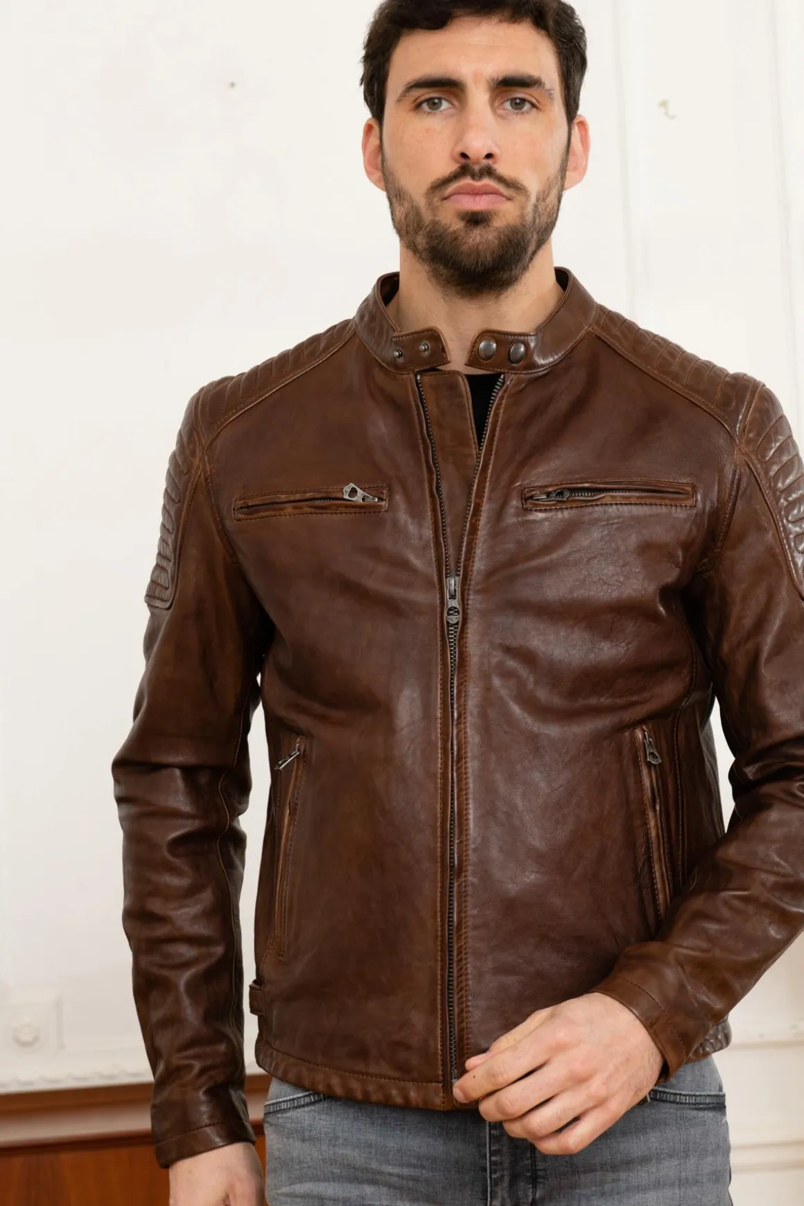 Blouson Homme Daytona Stirling Lamb Paolo Dark Cognac