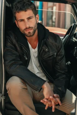 Blouson Homme Daytona Winstoner Sheep Kanval Black/Cognac