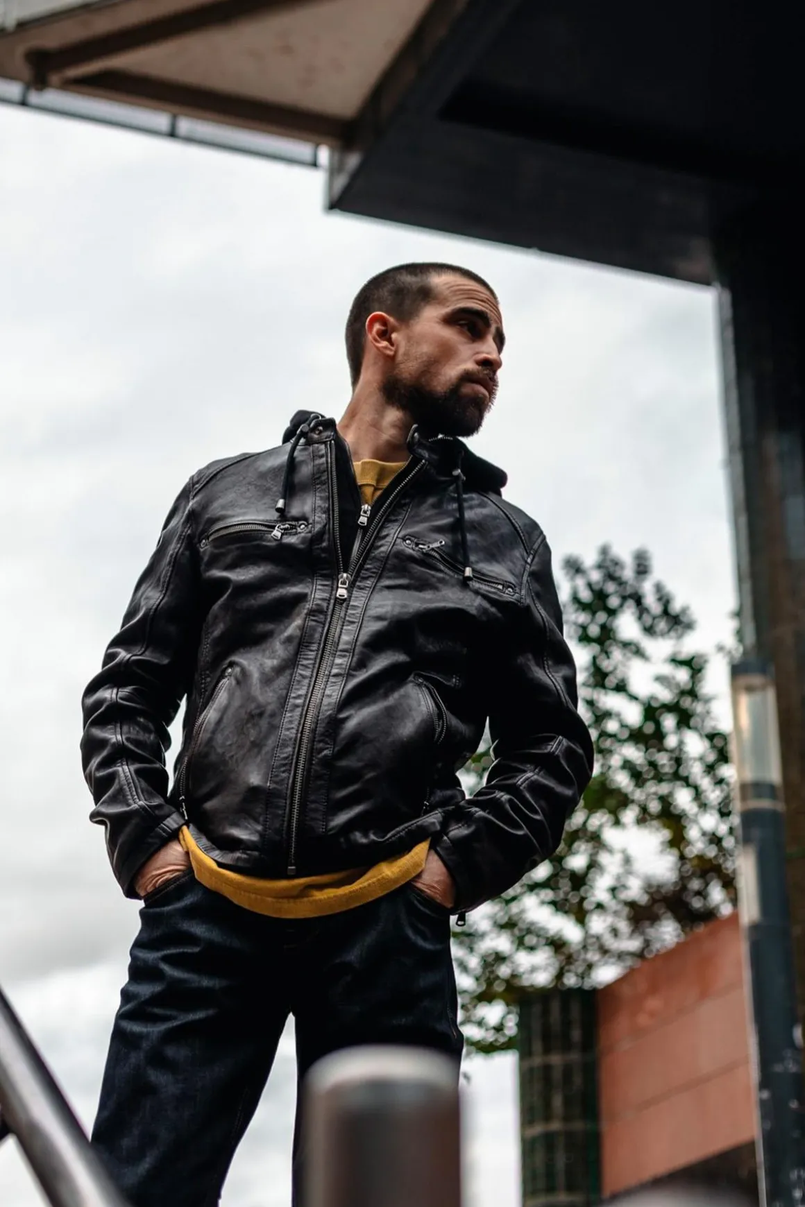 Blouson Homme Daytona Winstoner Sheep Kanval Black/Cognac