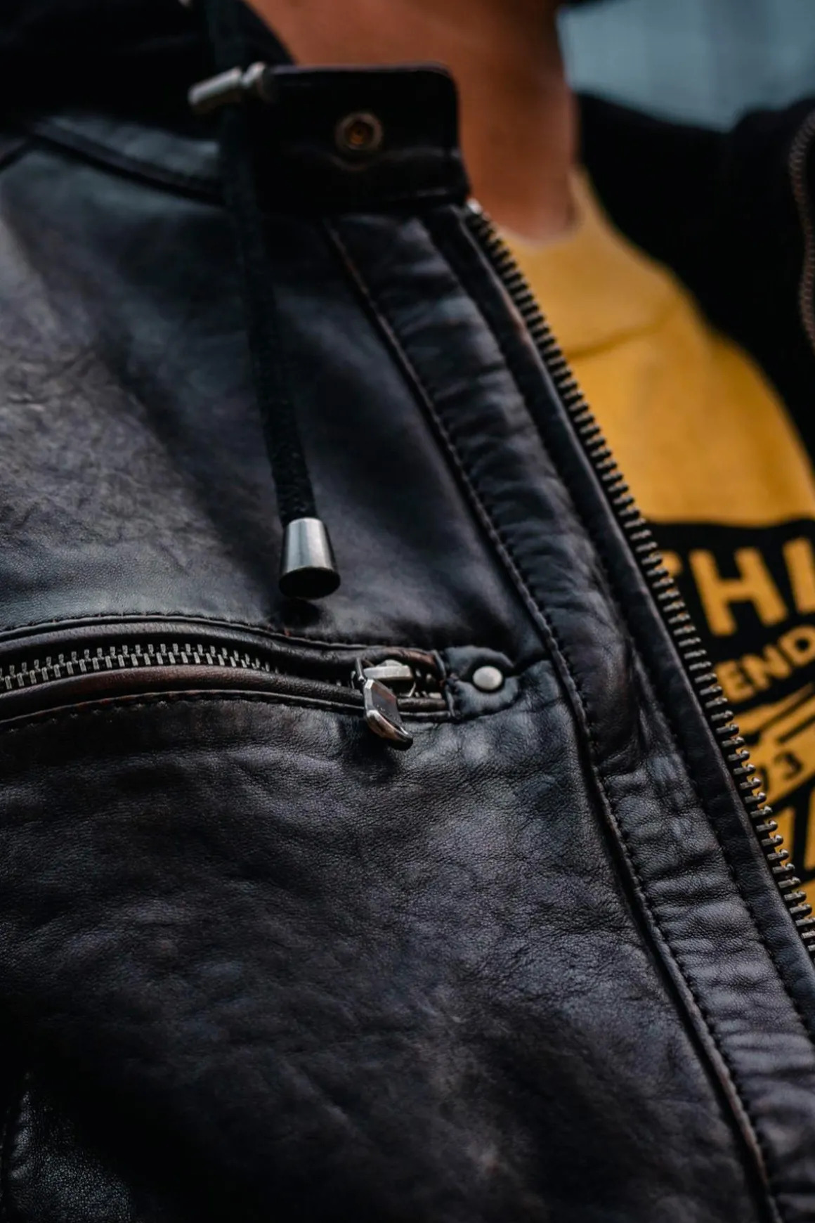 Blouson Homme Daytona Winstoner Sheep Kanval Black/Cognac