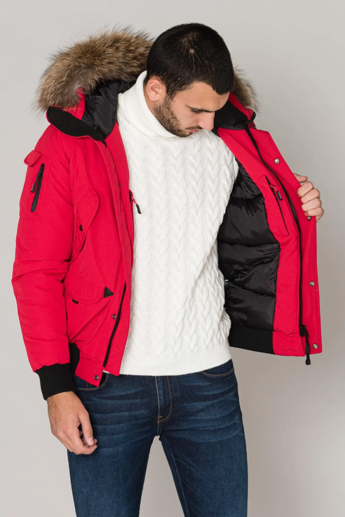 Blouson Homme Helvetica Mountain Pioneers Anchorage Men Raccoon Ed Red