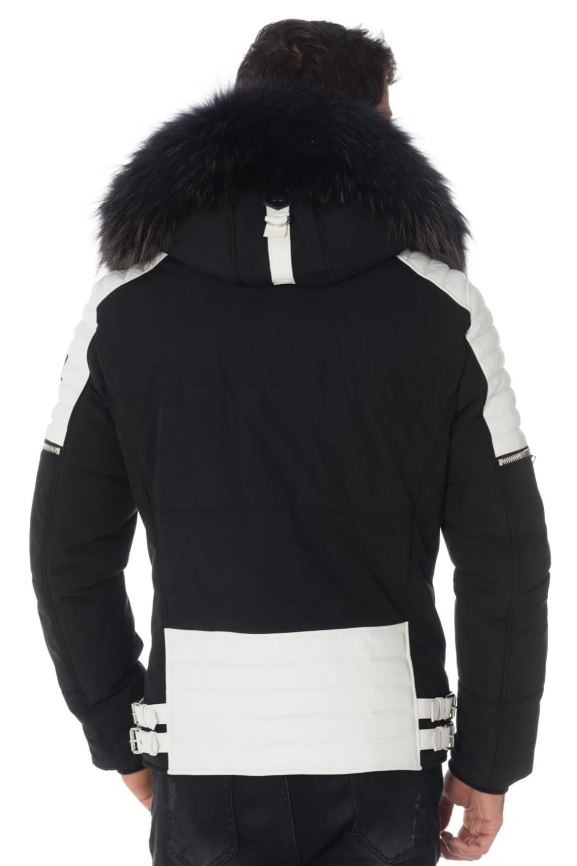 Blouson Homme Horspist Carbone T Cuir Noir Blanc