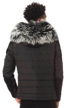Blouson Homme Horspist Carlton T Daim Noir Col Silver