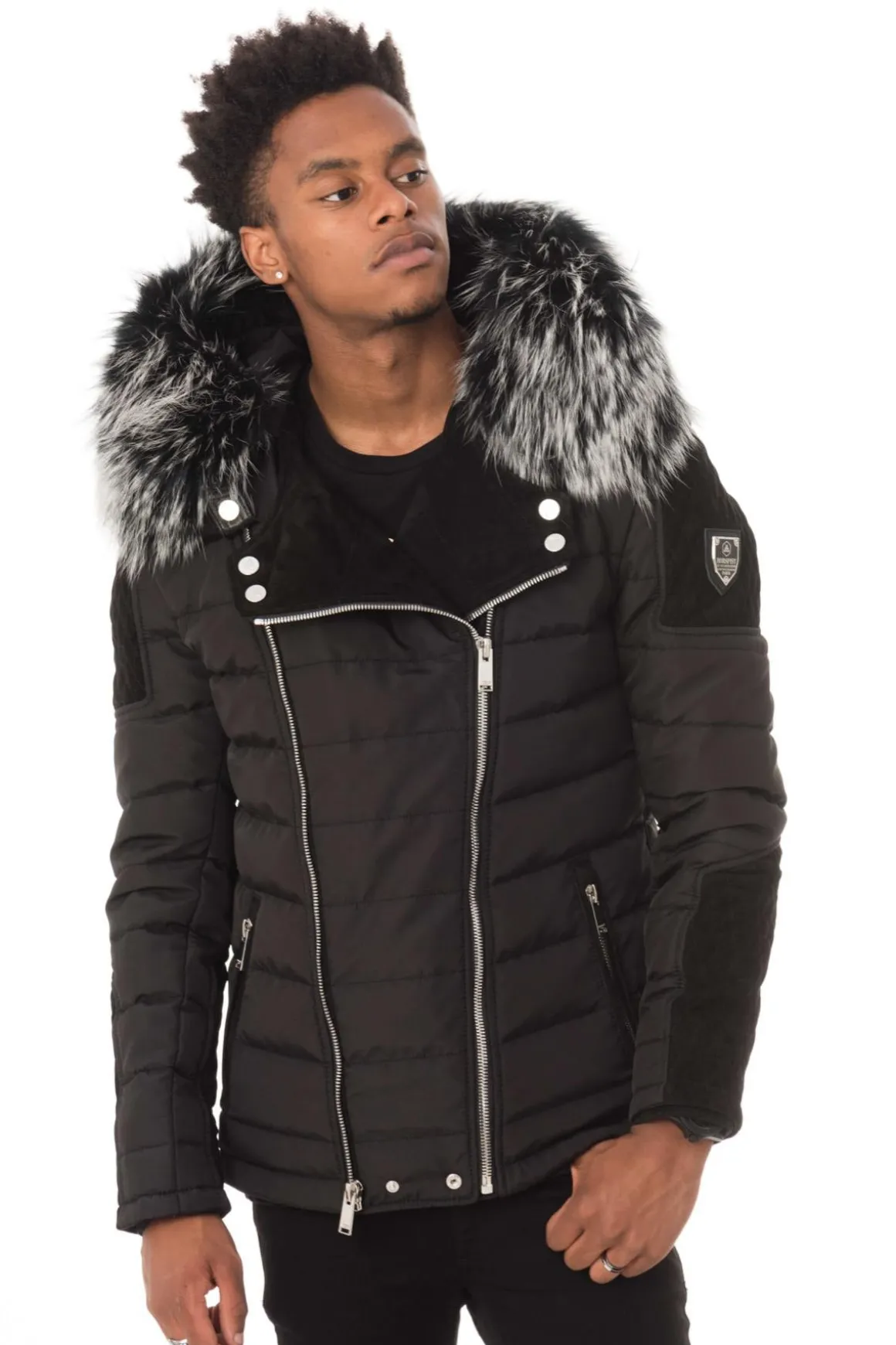 Blouson Homme Horspist Carlton T Daim Noir Col Silver