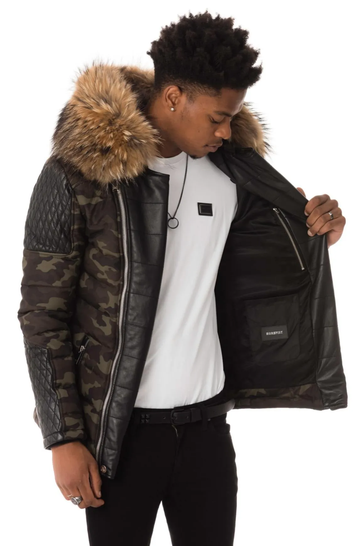 Blouson Homme Horspist Carlton Camouflage Col Naturel