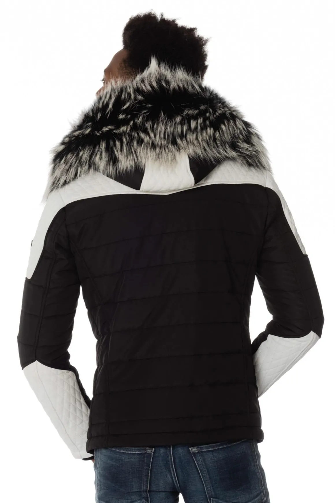 Blouson Homme Horspist Carlton Rex Noir/Blanc Col Silver