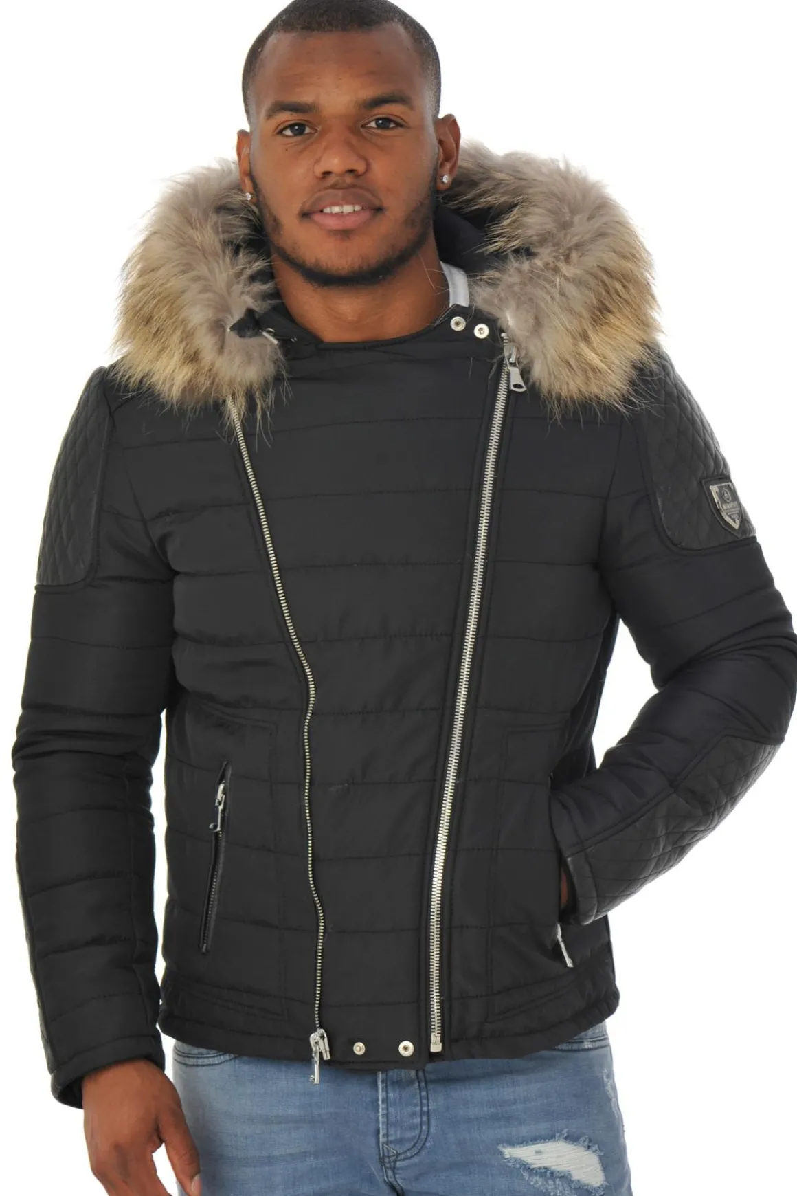 Blouson Homme Horspist Carlton Noir Col Naturel