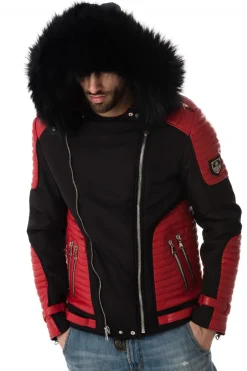 Blouson Homme Horspist Vegas Noir Rouge Col Noir