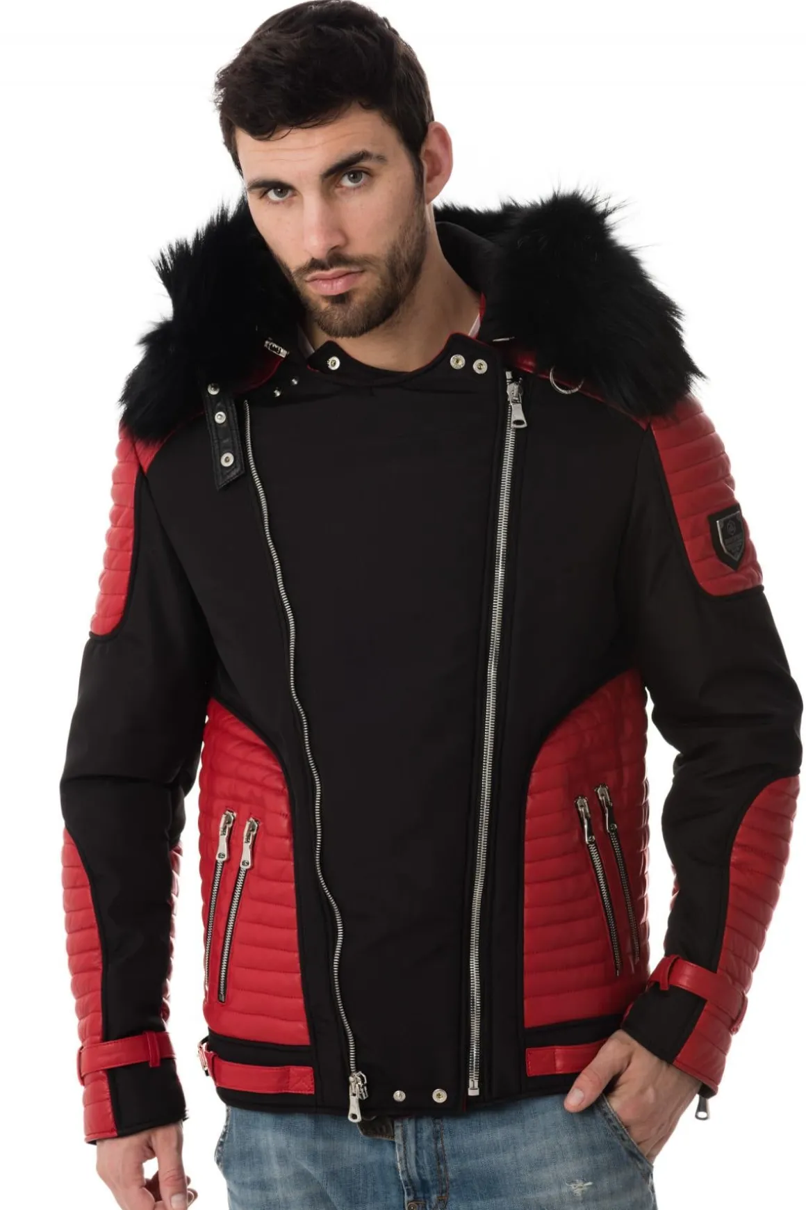 Blouson Homme Horspist Vegas Noir Rouge Col Noir