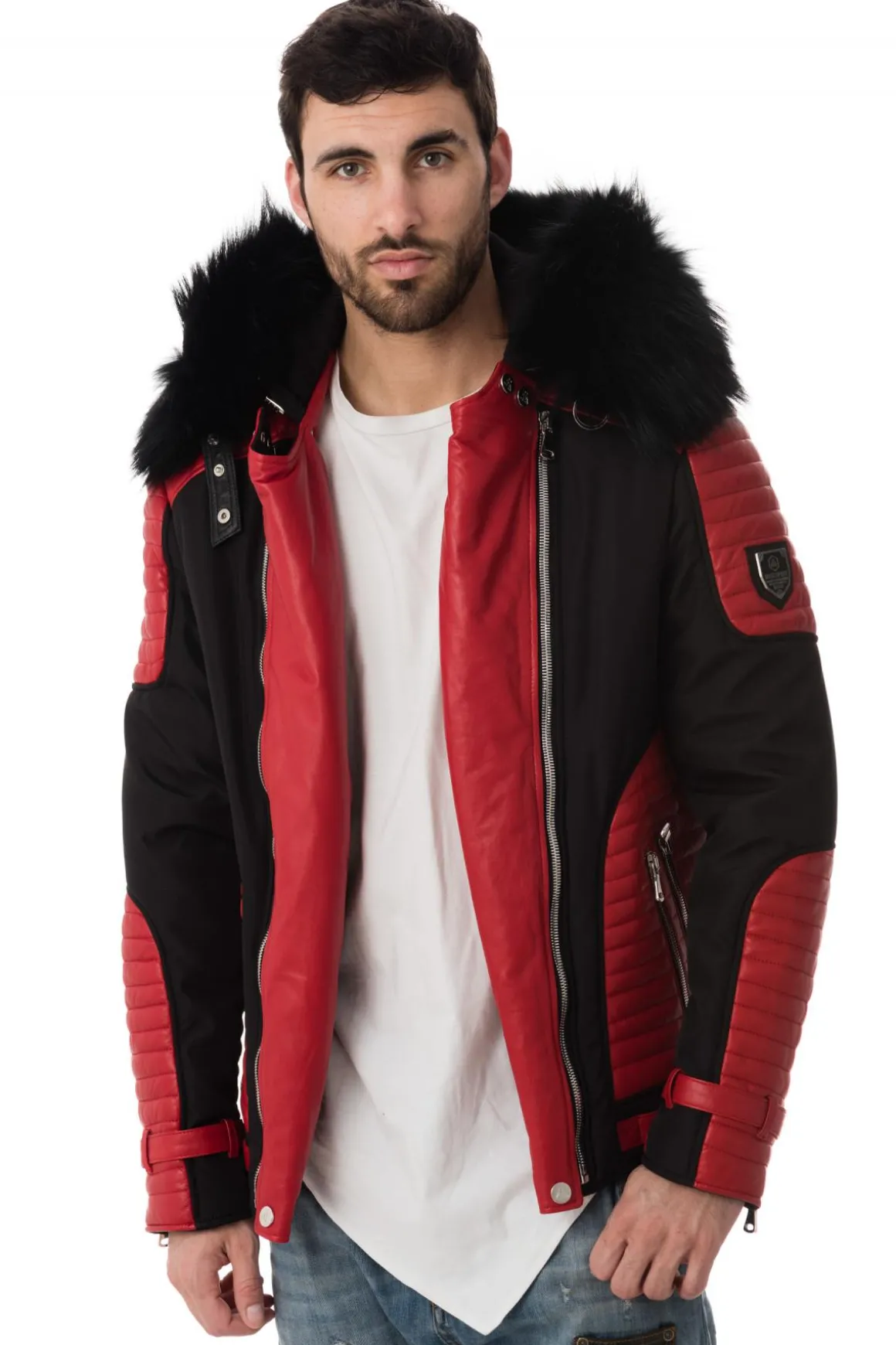 Blouson Homme Horspist Vegas Noir Rouge Col Noir
