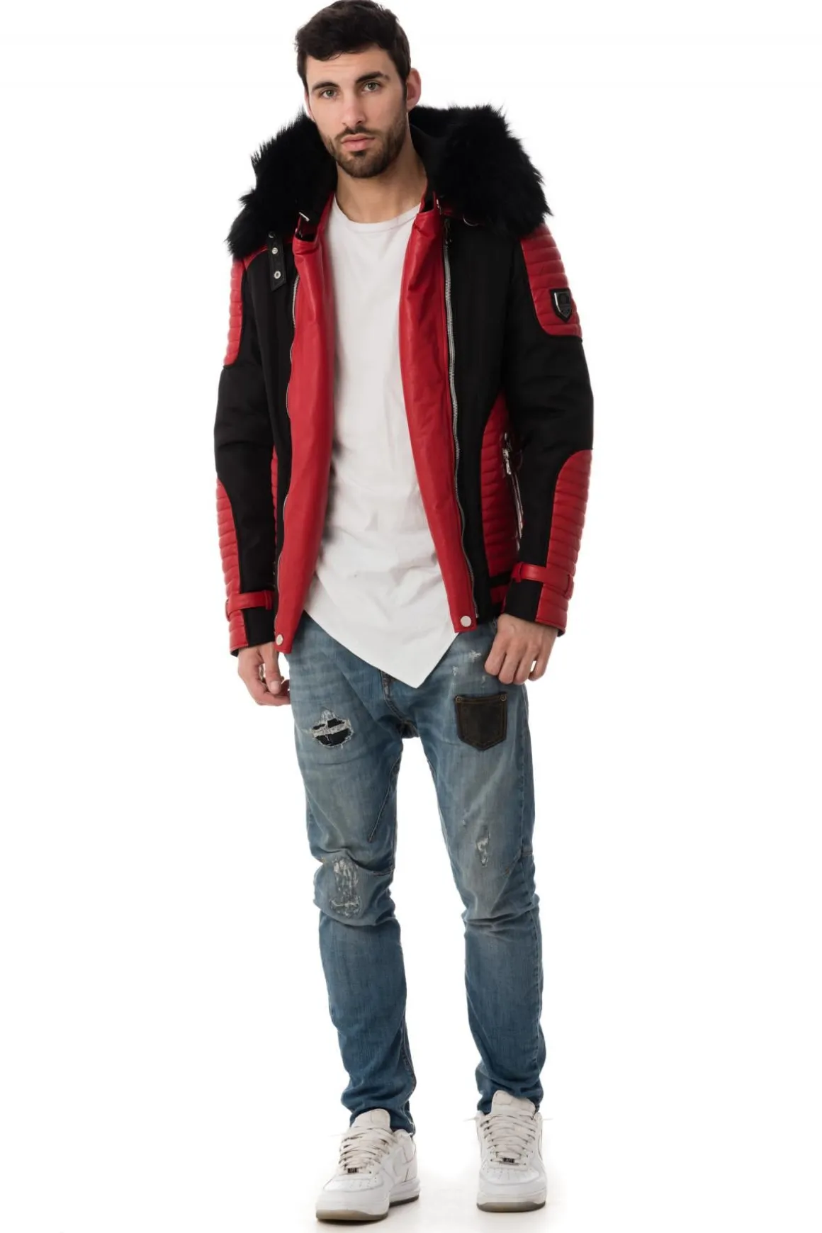 Blouson Homme Horspist Vegas Noir Rouge Col Noir