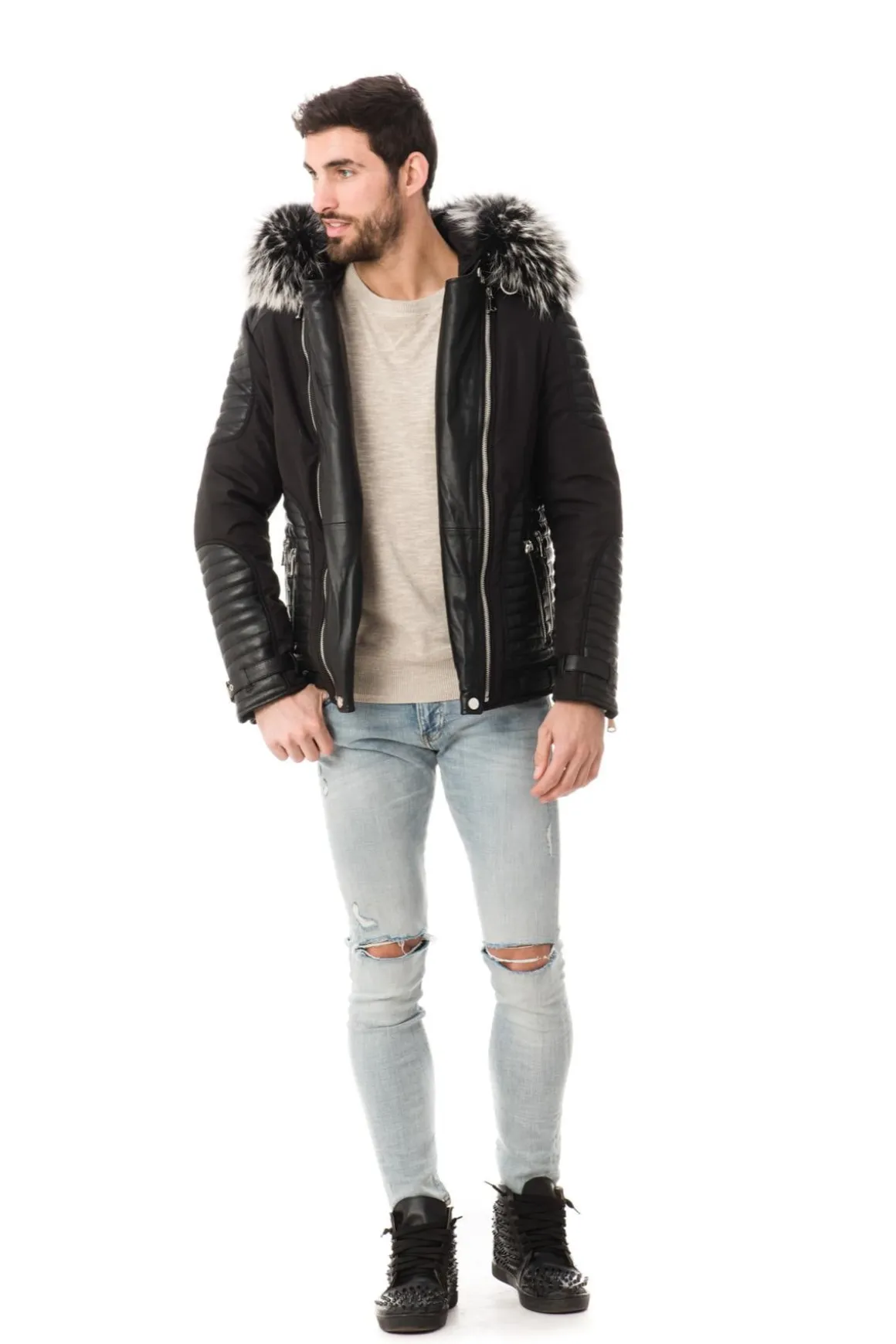 Blouson Homme Horspist Vegas Noir Col Silver