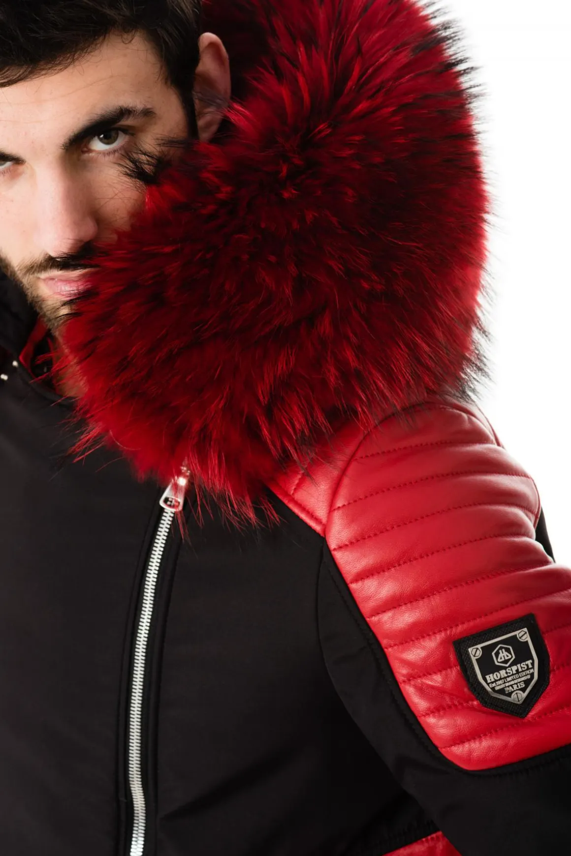 Blouson Homme Horspist Vegas Noir Rouge Col Rouge
