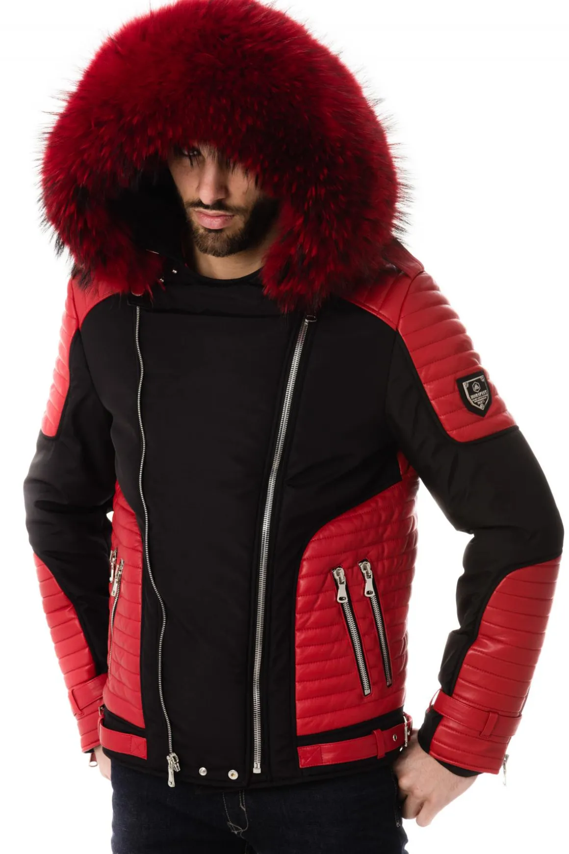 Blouson Homme Horspist Vegas Noir Rouge Col Rouge