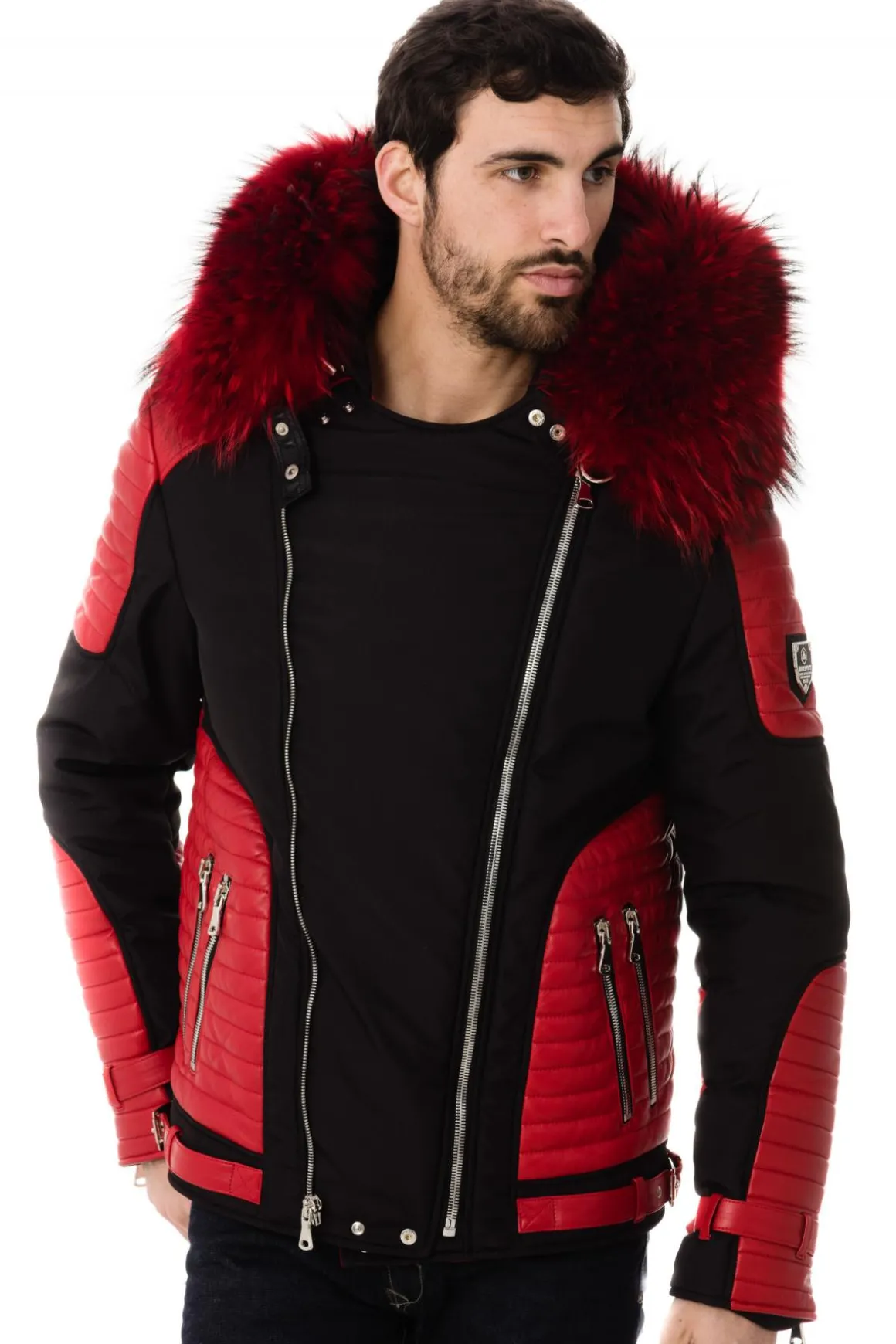 Blouson Homme Horspist Vegas Noir Rouge Col Rouge