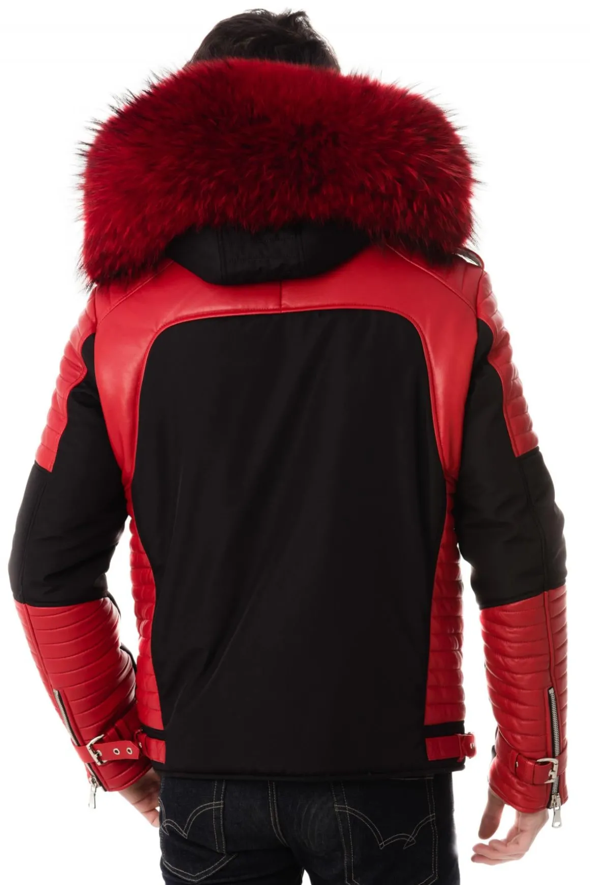 Blouson Homme Horspist Vegas Noir Rouge Col Rouge