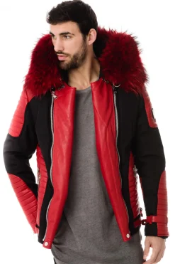 Blouson Homme Horspist Vegas Noir Rouge Col Rouge