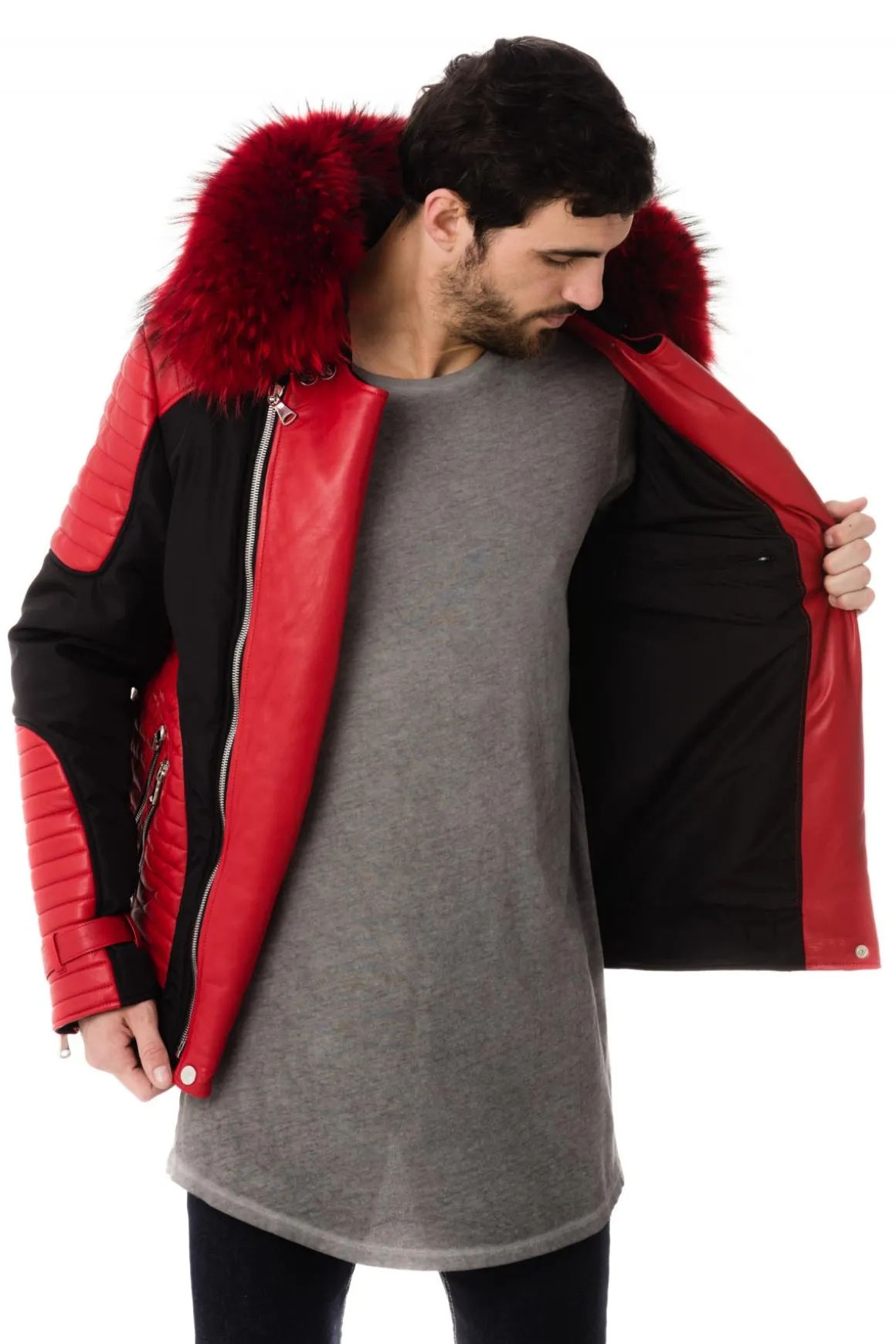 Blouson Homme Horspist Vegas Noir Rouge Col Rouge