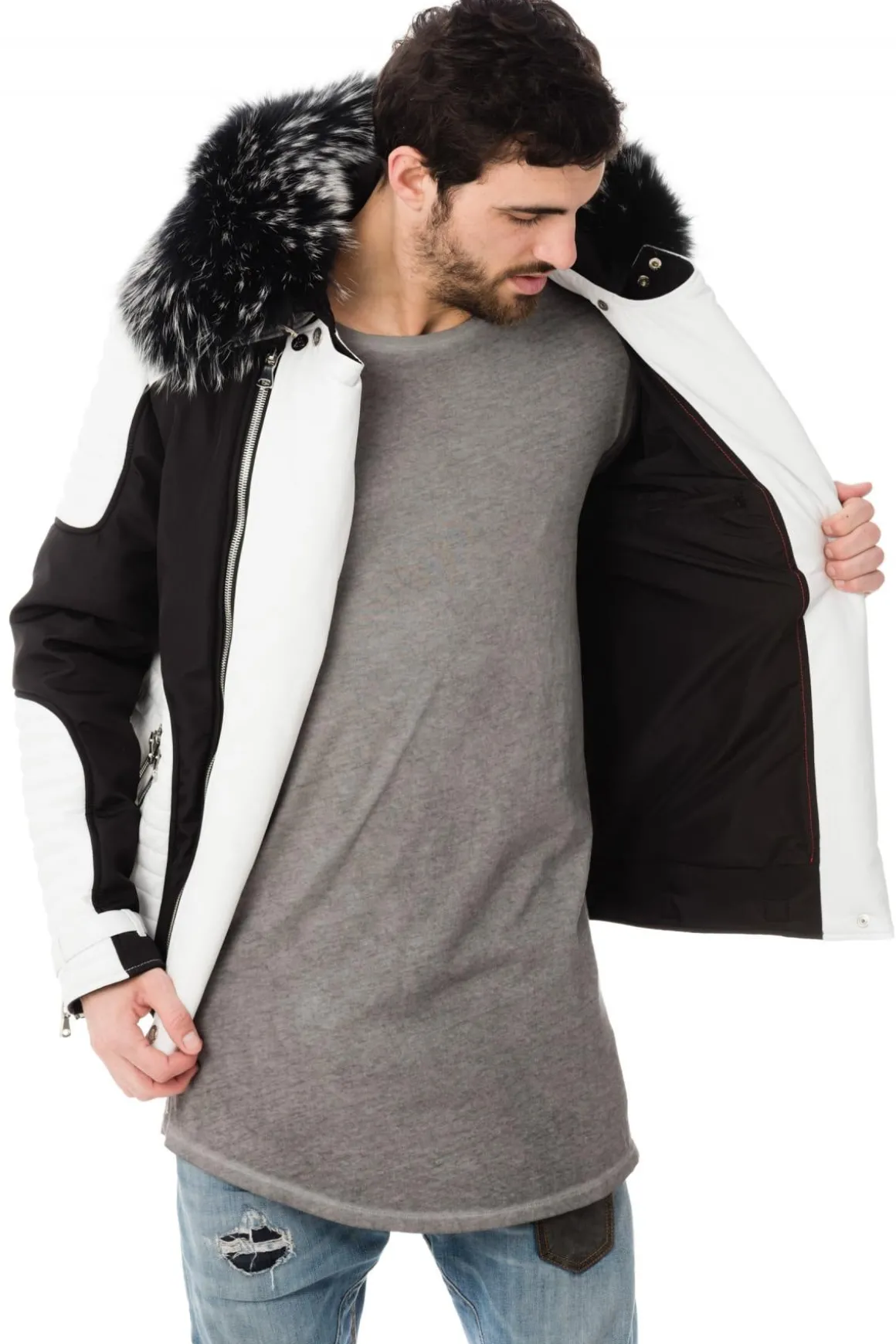 Blouson Homme Horspist Vegas Noir Blanc Col Silver