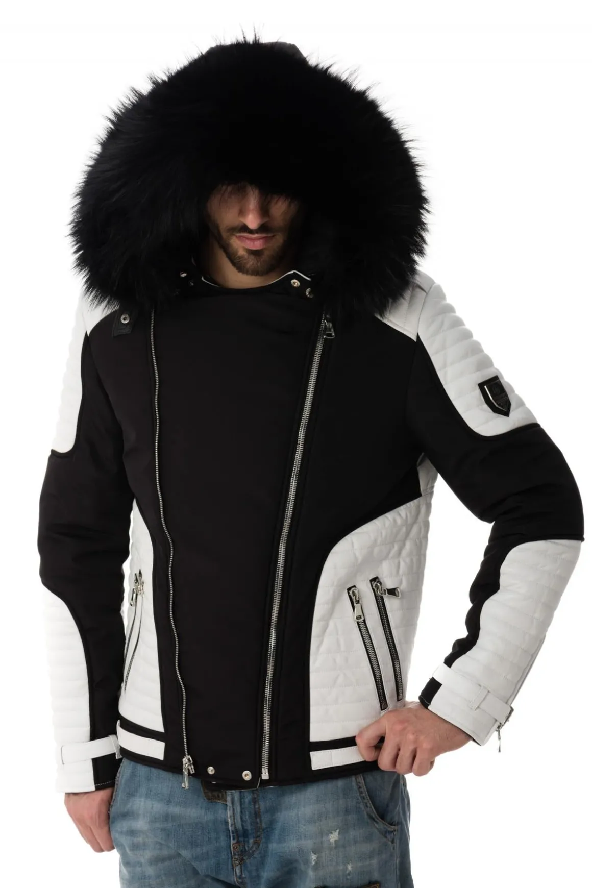 Blouson Homme Horspist Vegas Noir Blanc Col Noir