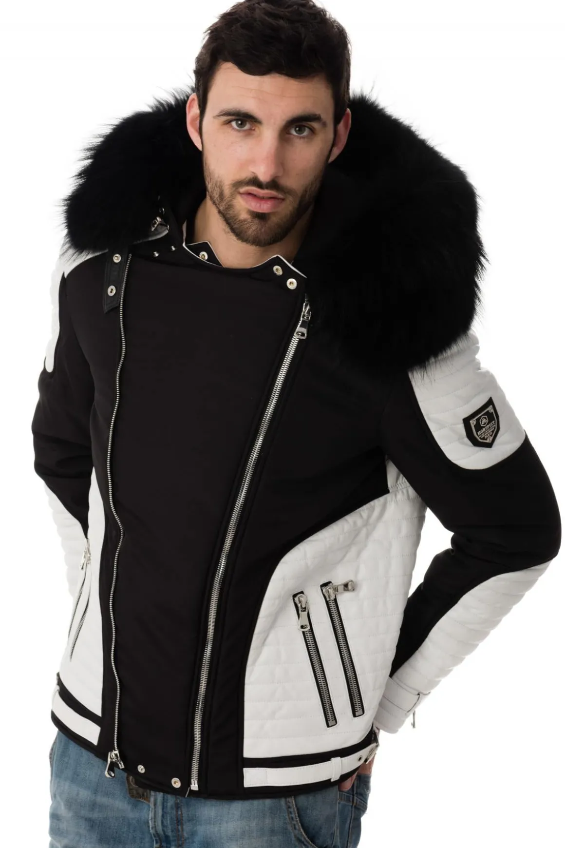 Blouson Homme Horspist Vegas Noir Blanc Col Noir
